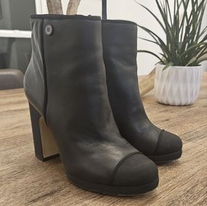 Black size 6 KARL LagerFeld Paris Lainey Boots Block-Heel leather